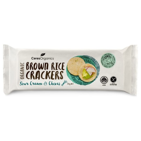 Brown Rice Crackers - Sour Cream & Chives  - 115g