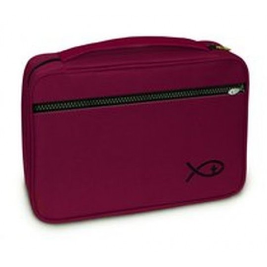Bible Cover Deluxe with Fish Symbol: Burgundy XLarge