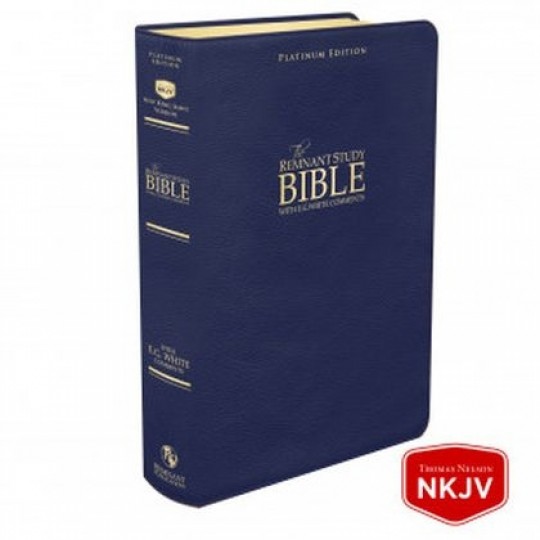 Platinum Remnant Study Bible (NKJV) Large Print, Thumb Indexed, Top-grain Leather: Blue