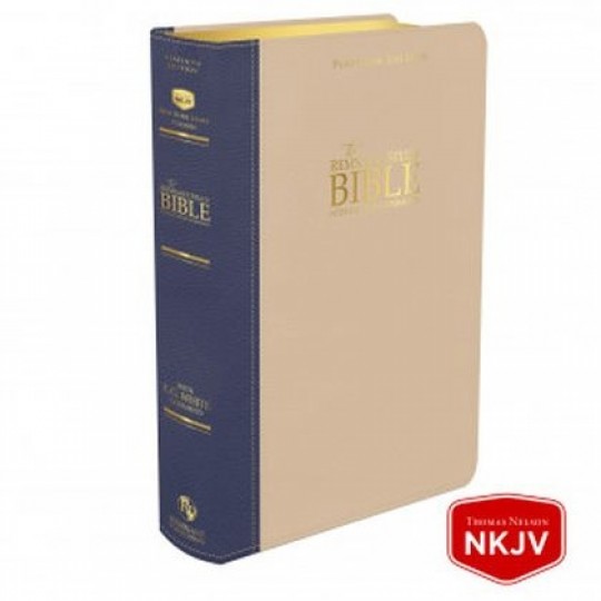 Platinum Remnant Study Bible (NKJV) Large Print, Top-grain Leather: Blue/Taupe