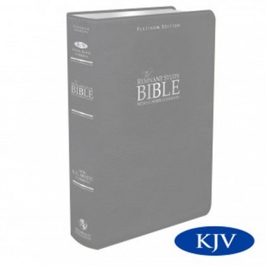 Platinum Remnant Study Bible (KJV) Thumb Indexed, Top-grain Leather: Grey