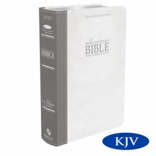 Platinum Remnant Study Bible (KJV) Top-grain Leather: Grey/White