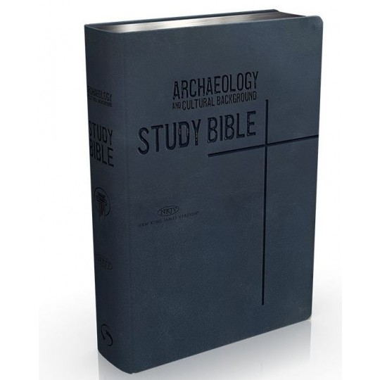 Archaeology and Cultural Background Study Bible (NKJV) Genuine Leather: Blue